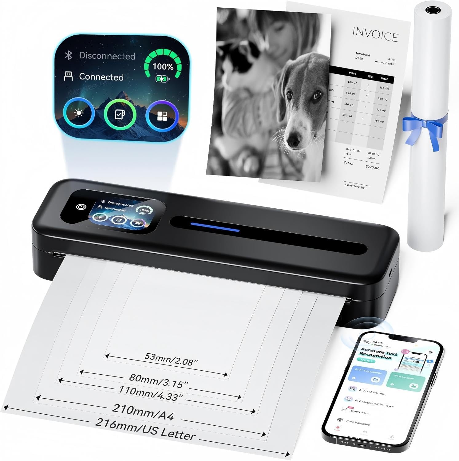 Phomemo M832D – Tragbarer Thermodrucker (verbesserte Version mit Touchscreen)