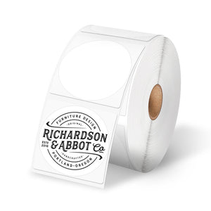 Phomemo Runde Thermolabel (50 mm / 2 Zoll) für Versandetikettendrucker (750 Etiketten/Rolle)