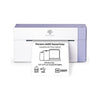 A purple Phomemo PM344-WF WiFi shipping label printer printing clear shipping labels
